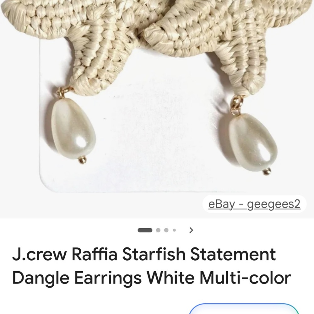 J. Crew Raffia Starfish Earrings - Cream and Gold